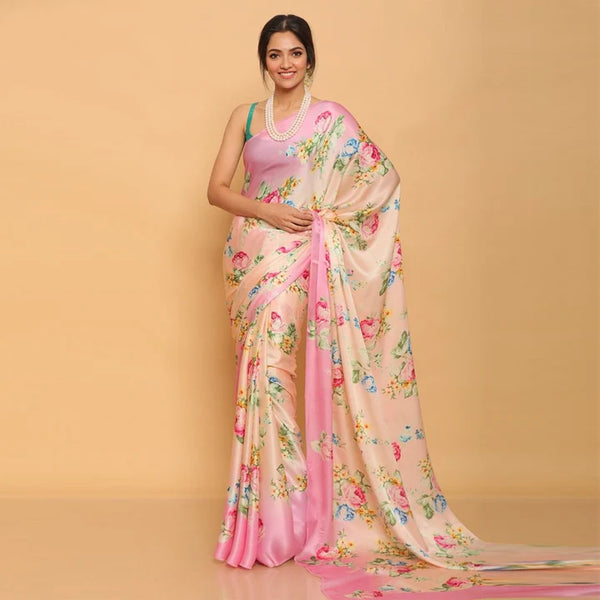 light pink and Sea green Color Japan Silk Casual Wear Saree - Ipsit Collection