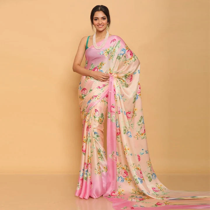 light pink and Sea green Color Japan Silk Casual Wear Saree - Ipsit Collection