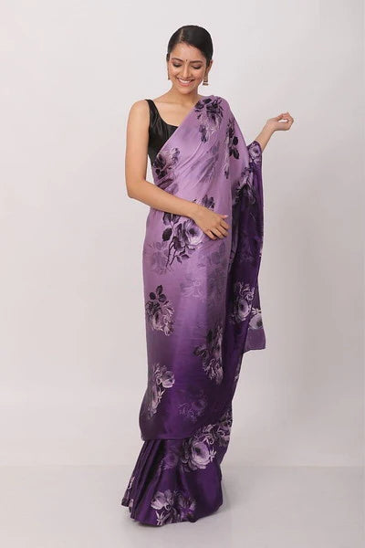 Purple and Black Color Japan Silk Casual Wear Saree - Ipsit Collection