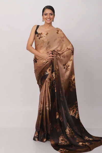 Shades of Brown Color Japan Silk Casual Wear Saree - Ipsit Collection